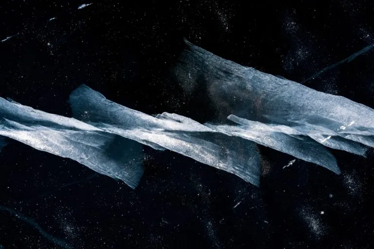 Crack through a transparent ice layer