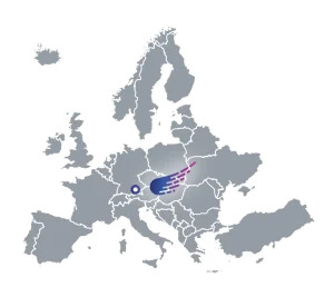 Map of Europe with the location of SurfLabX